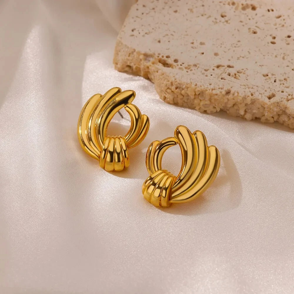 Gold-Plated Wave Stud Earrings
