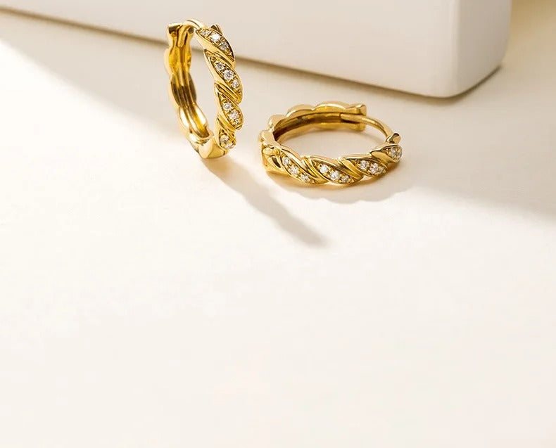 Aurora Luxe - 14K Gold Twisted Rope Hoop Earrings