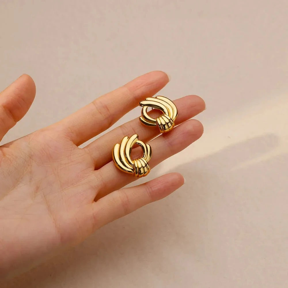 Gold-Plated Wave Stud Earrings
