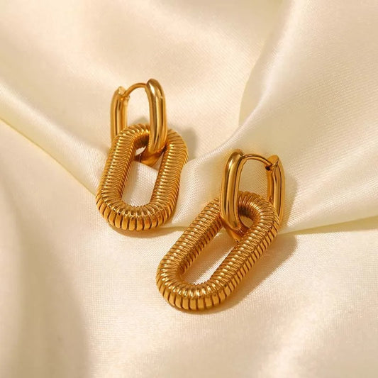 Golden Geometry - Vintage Square Link Earrings