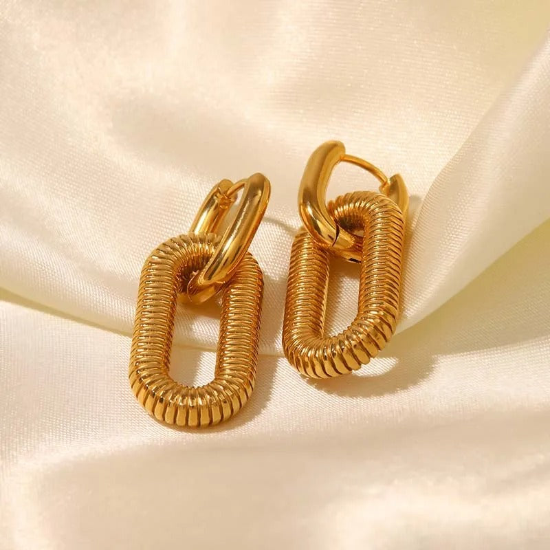 Golden Geometry - Vintage Square Link Earrings