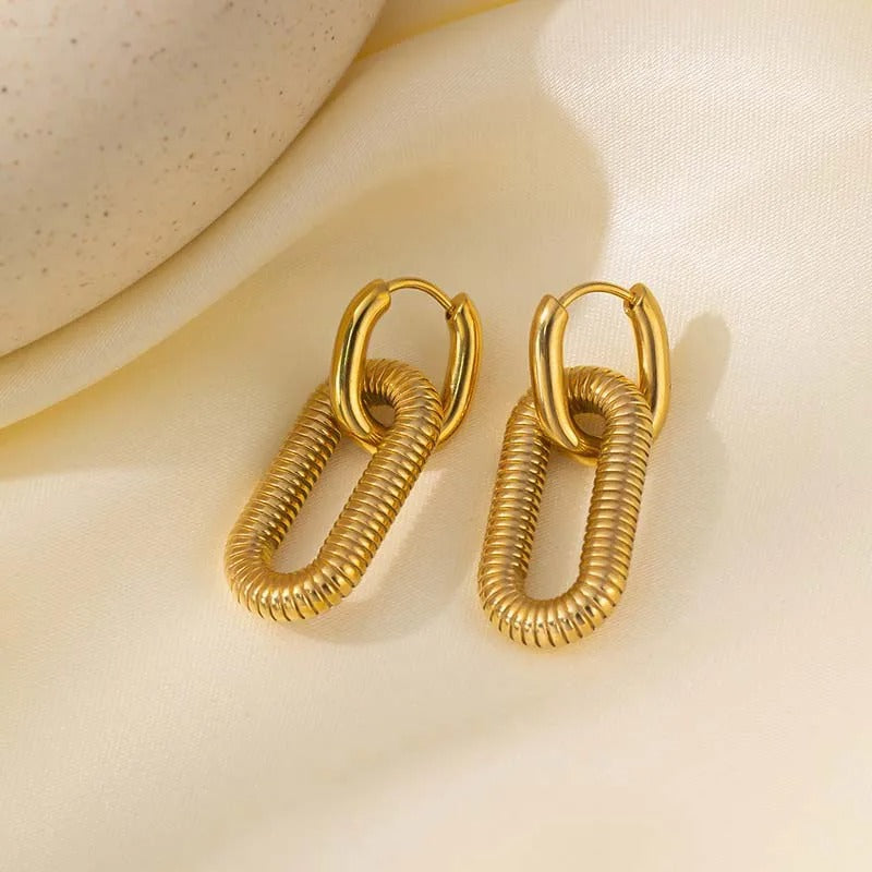 Golden Geometry - Vintage Square Link Earrings