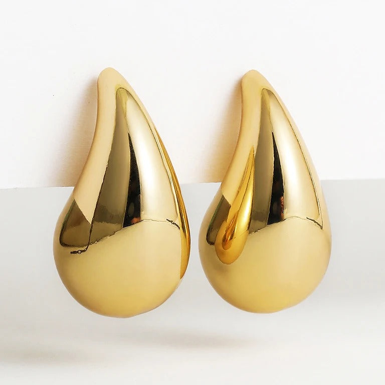 Golden Teardrop Hoop Earrings