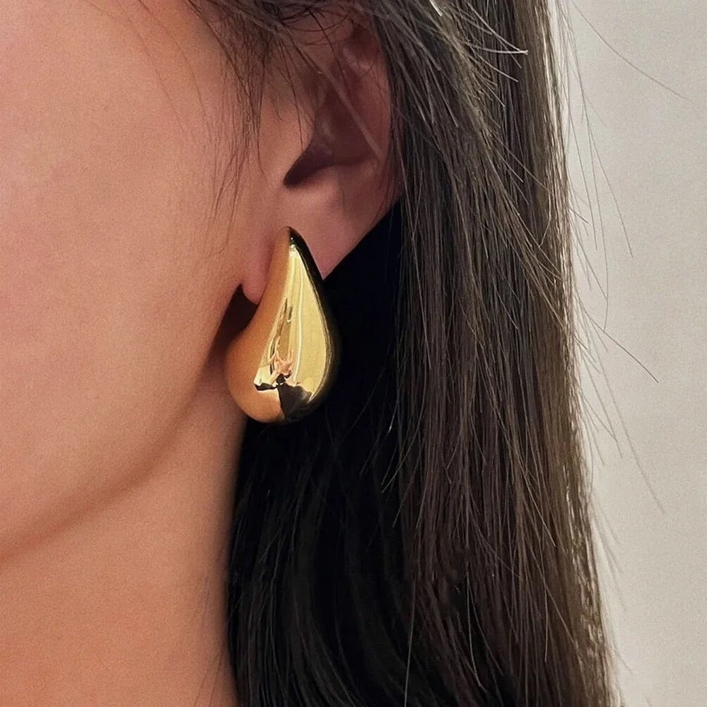 Golden Teardrop Hoop Earrings