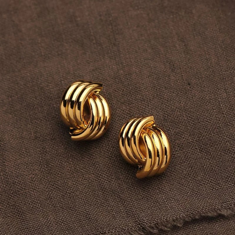 Vintage Twisted Knot Gold Statement Earrings