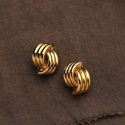 Vintage Twisted Knot Gold Statement Earrings