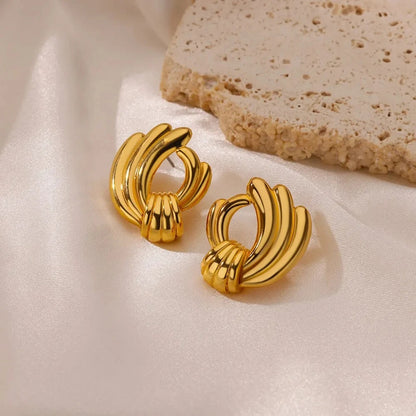 Gold-Plated Wave Stud Earrings