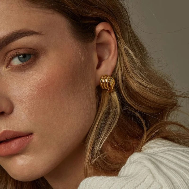 Vintage Twisted Knot Gold Statement Earrings