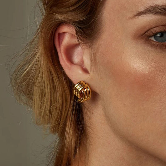Vintage Twisted Knot Gold Statement Earrings