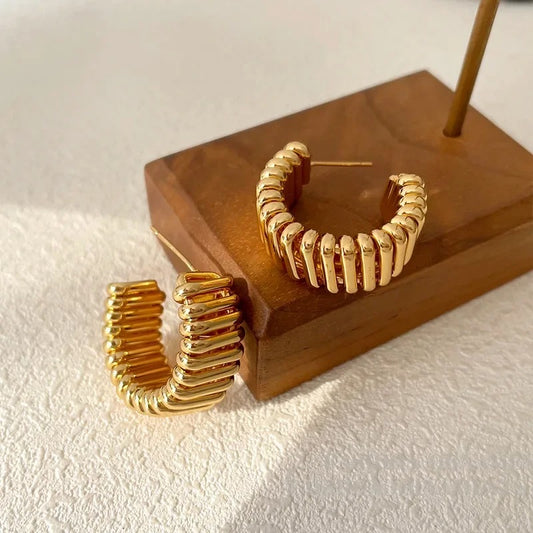 Luxe Elegance - 925 Silver Gold-Plated Hoop Earrings
