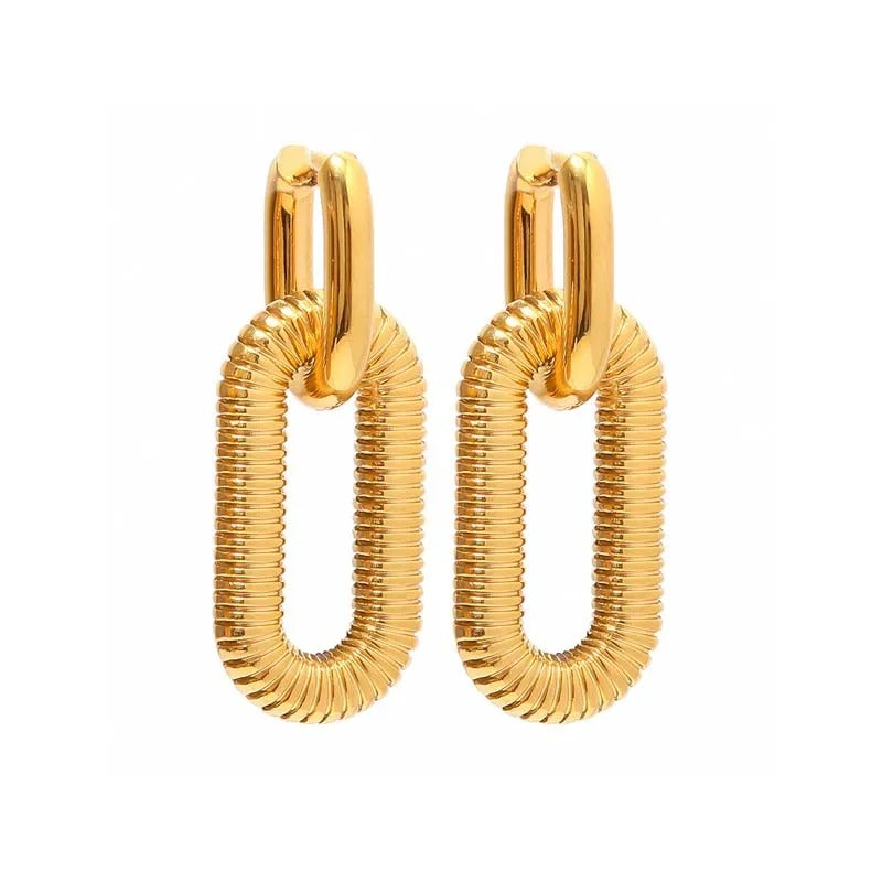 Golden Geometry - Vintage Square Link Earrings