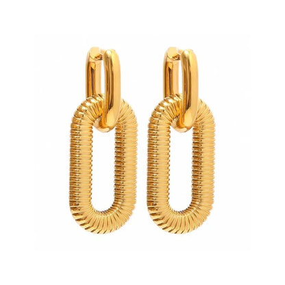 Golden Geometry - Vintage Square Link Earrings